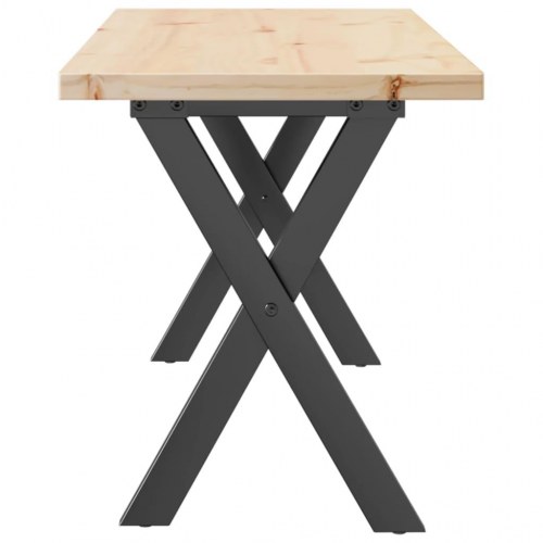 Sofabord 110 × 40 × 45,5 cm - X-stel i stål og massivt fyrretræ