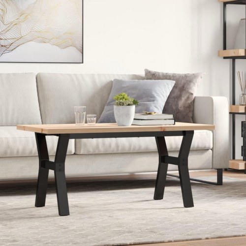 Sofabord 100 x 50 x 45,5 cm med Y-stel i massivt fyrretræ og stål