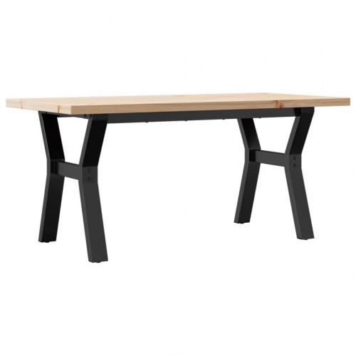 Sofabord 100 x 50 x 45,5 cm med Y-stel i massivt fyrretræ og stål