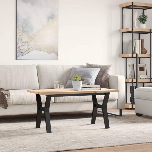 Sofabord 100 x 50 x 45,5 cm med Y-stel i massivt fyrretræ og stål