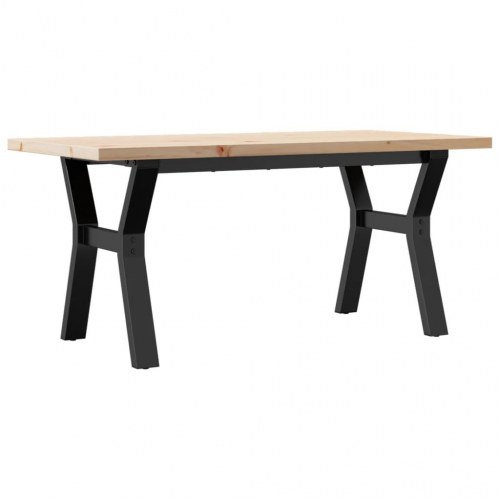 Sofabord 100 x 50 x 45,5 cm med Y-stel i massivt fyrretræ og stål