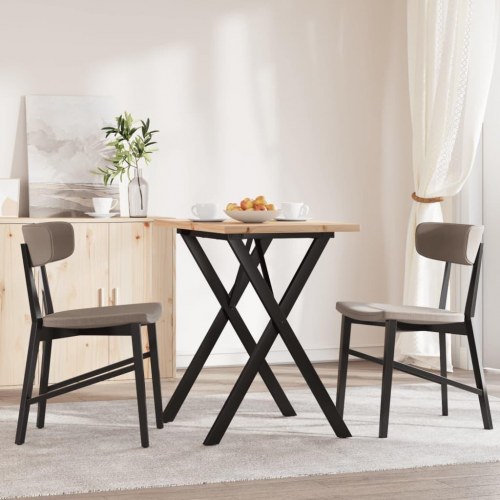 Spisebord 80 x 50 x 75,5 cm med X-stel i massivt fyrretræ og stål