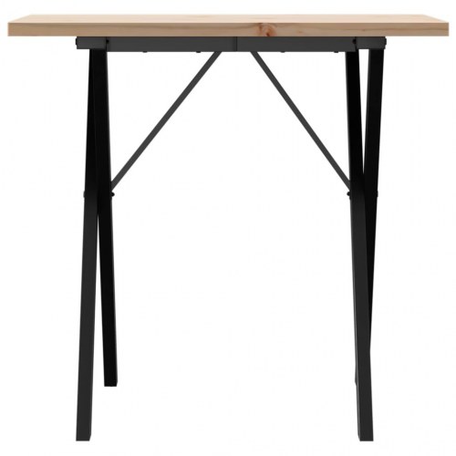 Spisebord 80 x 50 x 75,5 cm med X-stel i massivt fyrretræ og stål