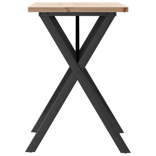 Spisebord 80 x 50 x 75,5 cm med X-stel i massivt fyrretræ og stål