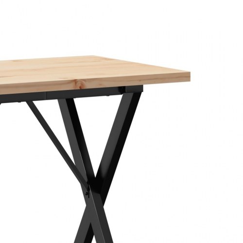 Spisebord 80 x 50 x 75,5 cm med X-stel i massivt fyrretræ og stål