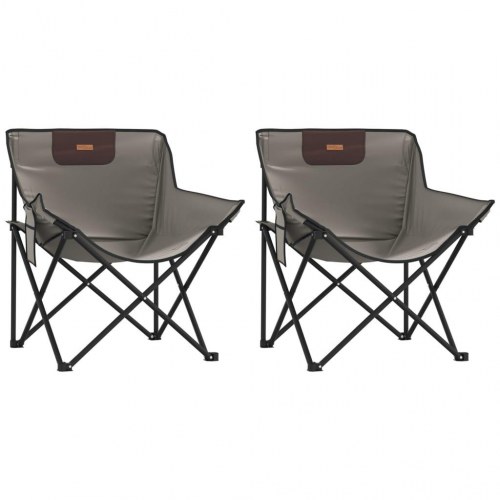 Campingstole med lommer 2 stk. foldbar grå