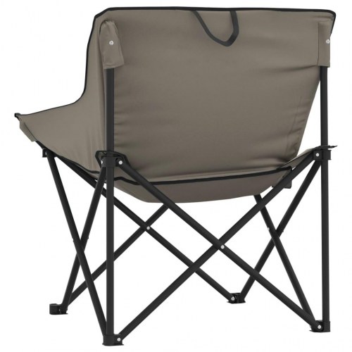 Campingstole med lommer 2 stk. foldbar grå