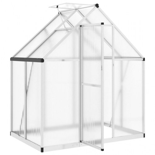 Drivhus med fundamentramme 169×114×195 cm - aluminium, sølvfarvet