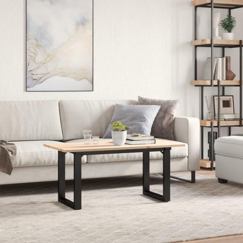 Sofabord 100 x 50 x 45 cm med O-stel i massivt fyrretræ og stål