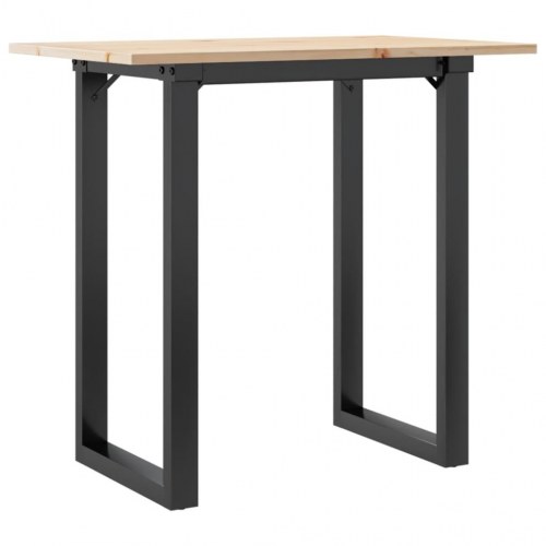 Spisebord 80 x 50 x 75 cm med O-stel i massivt fyrretræ og stål
