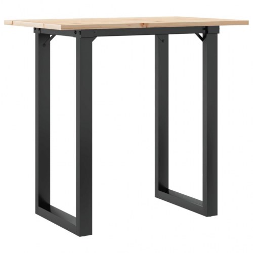 Spisebord 80 x 50 x 75 cm med O-stel i massivt fyrretræ og stål