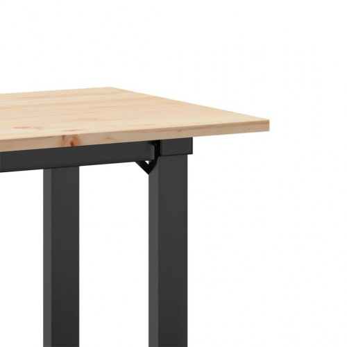 Spisebord 80 x 50 x 75 cm med O-stel i massivt fyrretræ og stål