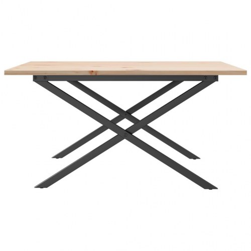 Sofabord 90 × 90 × 45 cm - X-stel i stål og massivt fyrretræ