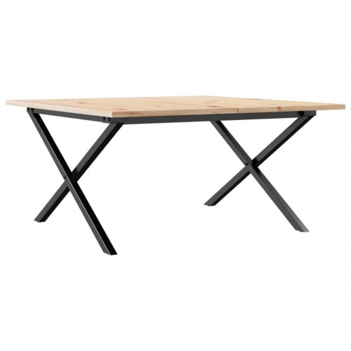 Sofabord 90 × 90 × 45 cm - X-stel i stål og massivt fyrretræ