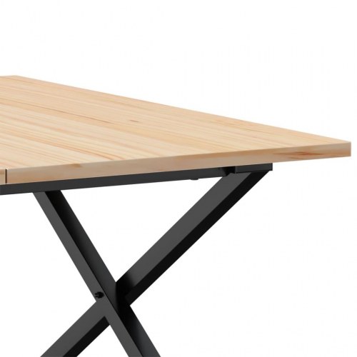 Sofabord 90 × 90 × 45 cm - X-stel i stål og massivt fyrretræ