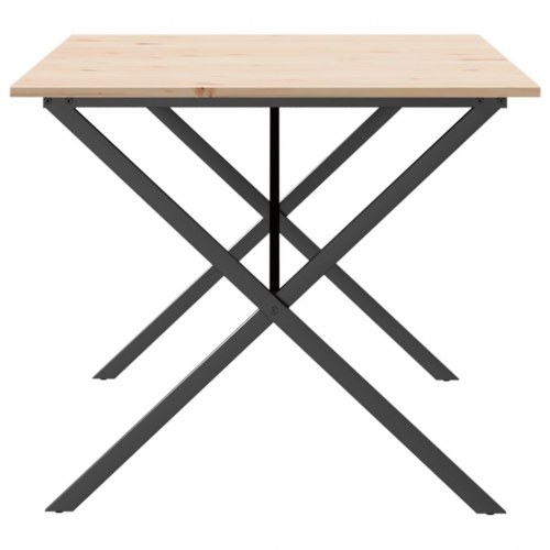 Spisebord 180 x 90 x 75 cm med X-stel i massivt fyrretræ og stål