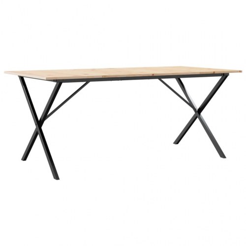 Spisebord 180 x 90 x 75 cm med X-stel i massivt fyrretræ og stål
