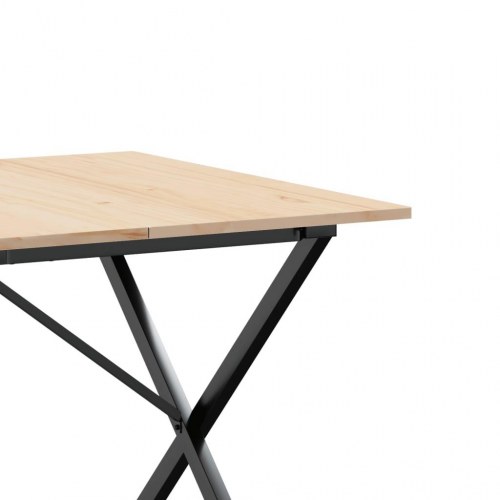 Spisebord 180 x 90 x 75 cm med X-stel i massivt fyrretræ og stål