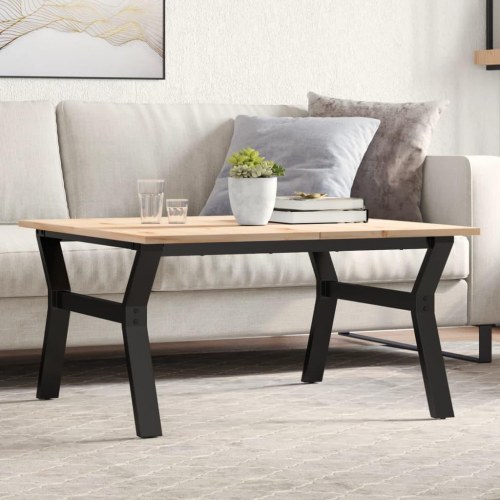Sofabord 90 × 90 × 45 cm med Y-stel - massivt fyrretræ og stål