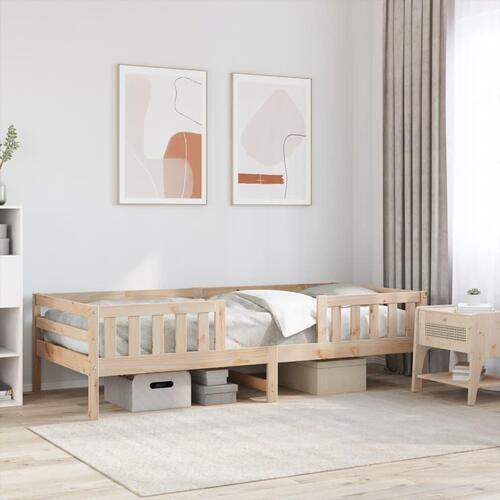 Sengestel 75x190 cm massivt fyrretræ sort