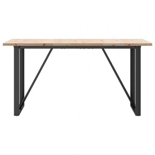 Spisebord 140 x 80 x 75,5 cm med O-stel i massivt fyrretræ og stål