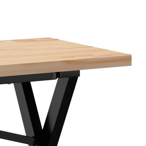 Sofabord 160 x 40 x 45,5 cm med X-stel i massivt fyrretræ og stål