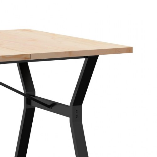 Spisebord 200 x 100 cm med Y-stel i massivt fyrretræ og stål
