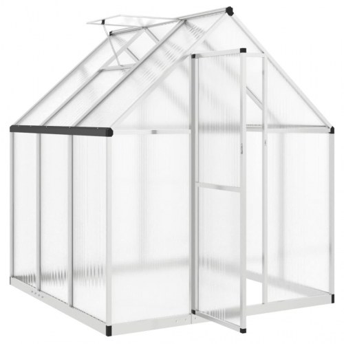 Drivhus med fundamentramme 169×169×195 cm - aluminium, sølvfarvet