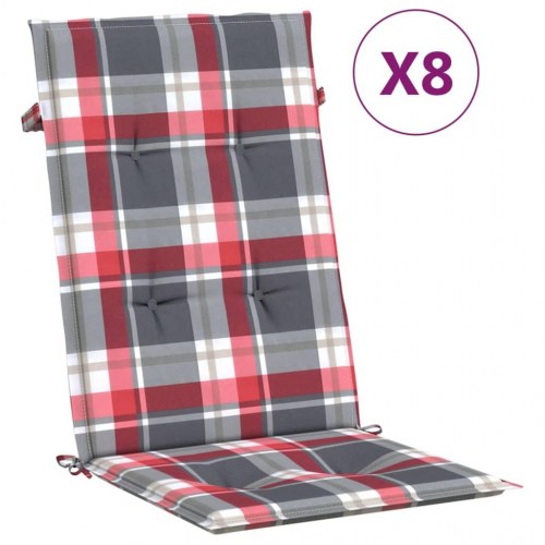 Positionsstole med hynder 8 stk. massivt teaktræ