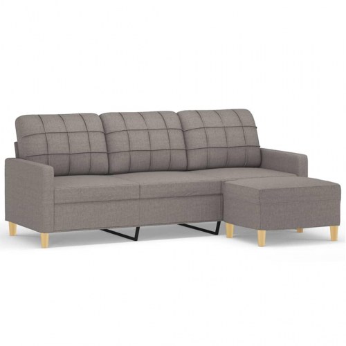 3-personers sofa med fodskammel 198 cm - stof, gråbrun