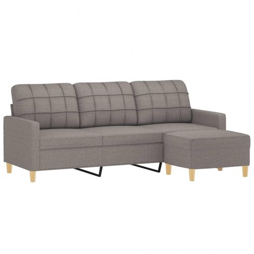 3-personers sofa med fodskammel 198 cm - stof, gråbrun