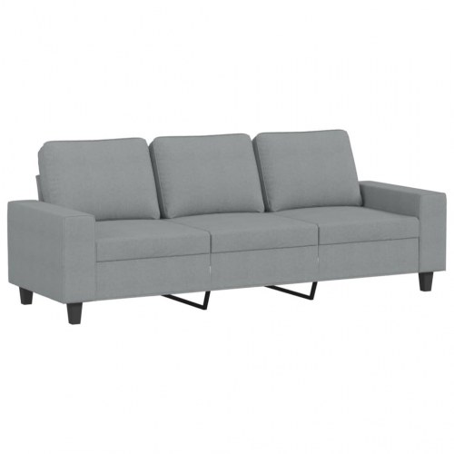 3-personers sofa med fodskammel - 214 cm stof, lysegrå