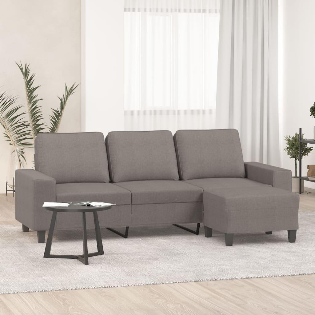 3-personers sofa med fodskammel 180 cm stof Gråbrun billede