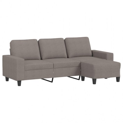 3-personers sofa med chaiselong/fodskammel - 214 cm, stof i gråbrun