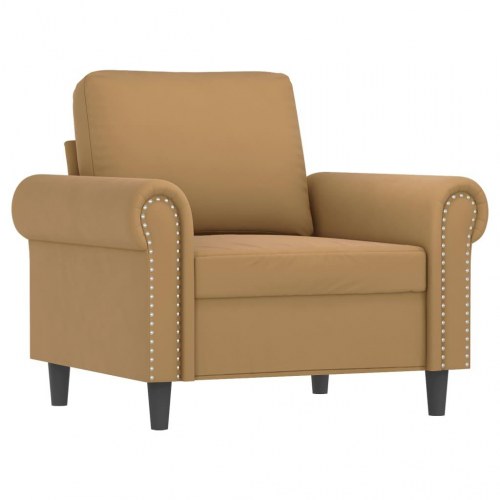 Sofastol med fodskammel - 60 cm sædebredde, velour brun