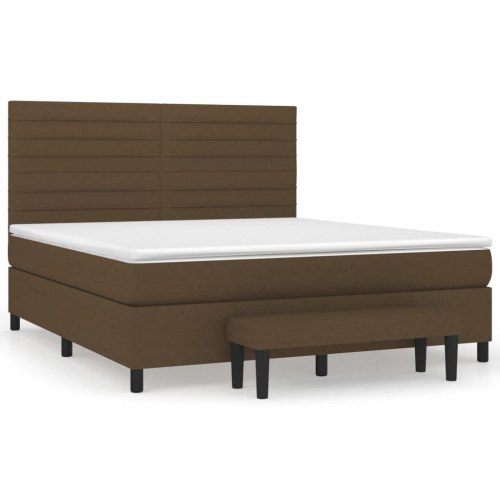 Kontinentalseng med madras 160x200 cm - stof, mørkebrun