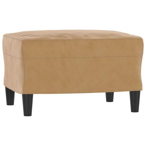 3-personers sofa med fodskammel - velour, brun, 180 cm sædebredde