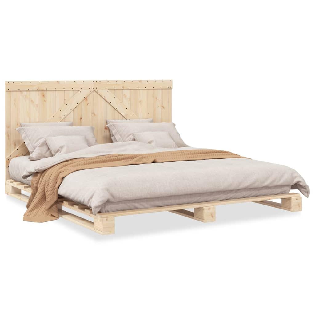 Sengeramme Med Sengegavl Massivt Fyrretræ Naturfarvet - with triangle headboard / 200 x 200 cm