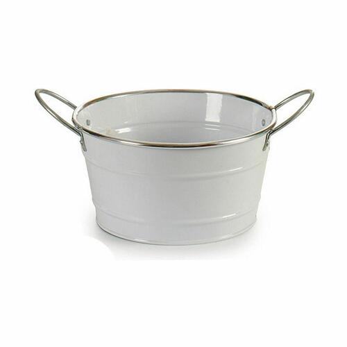 Urtepotte Spand Hvid Sølvfarvet Zink 27,5 x 10,5 x 20 cm (24 enheder)