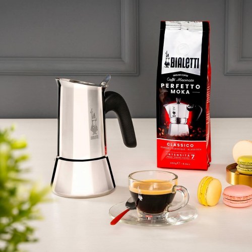 Bialetti italiensk kaffekande i rustfrit stål, sølv - 4 kopper (200 ml)