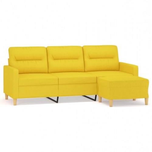 3-personers sofa med fodskammel - 198 cm stof, lysegul