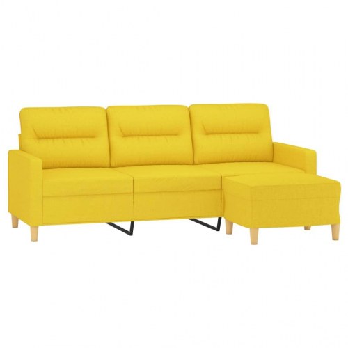 3-personers sofa med fodskammel - 198 cm stof, lysegul
