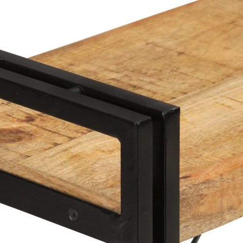 Bogreol med 3 hylder - massivt mangotræ og jern, 77×30×80 cm