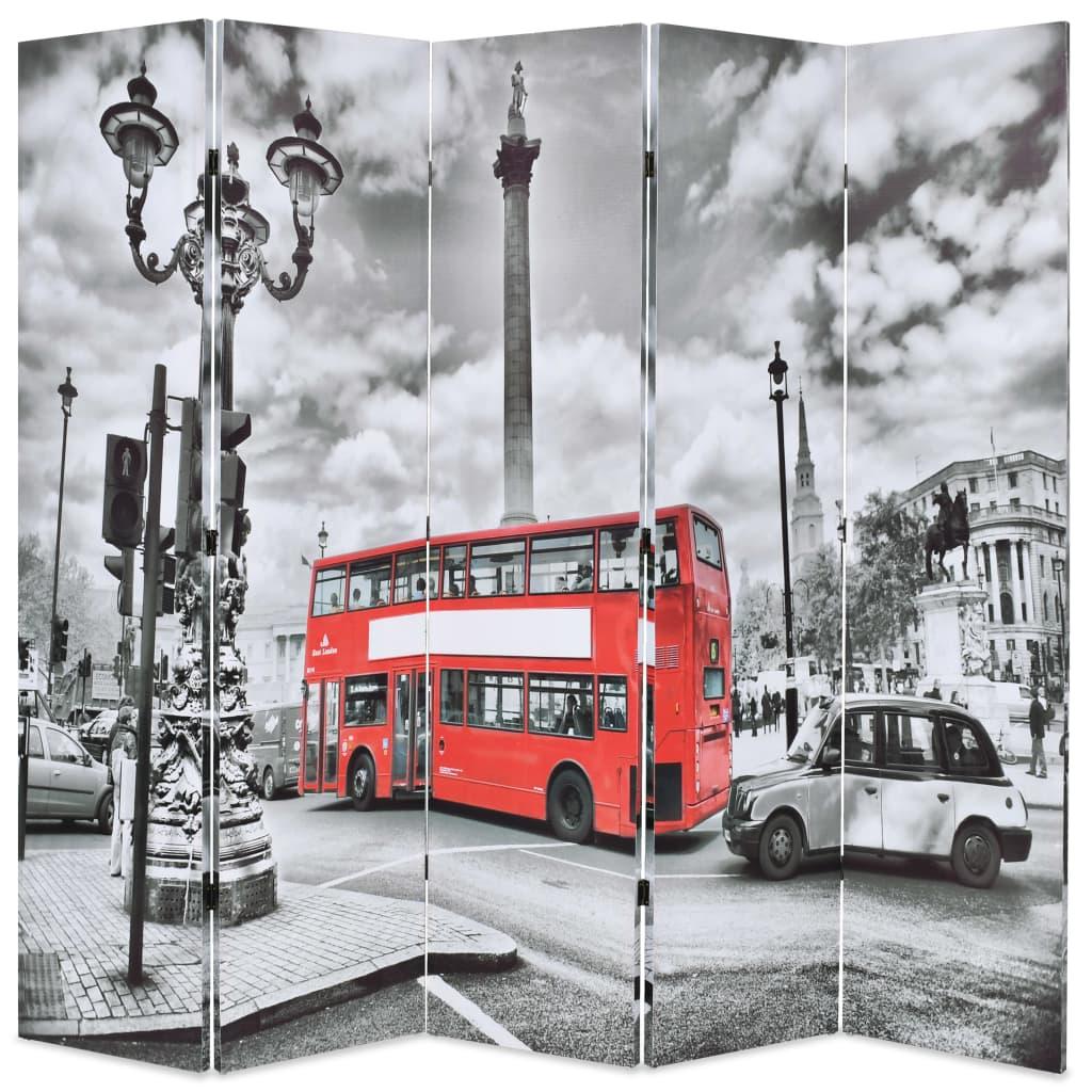 Foldbar Rumdeler London Bus Sort Og Hvid - 200 x 170 cm