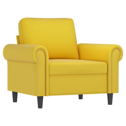 Sofastol med fodskammel i velour - 60 cm, gul