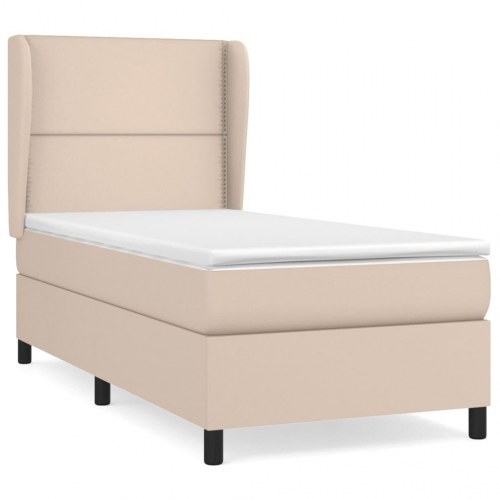 Kontinentalseng 100x200 cm kunstlæder cappuccinofarvet