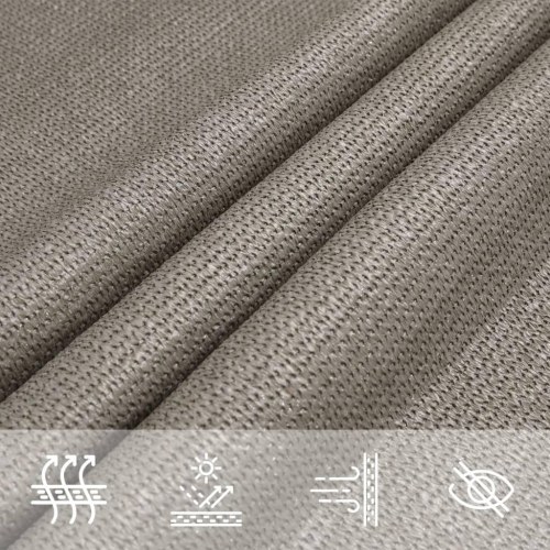 Solsejl 5 × 6 m - rektangulært HDPE 160 g/m², lysegrå