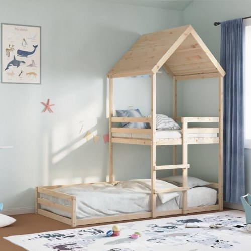 Køjeseng med tag 80x200 cm massivt fyrretræ