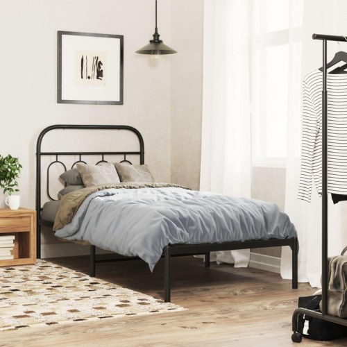 Sengegavl i stål 80 cm - sort