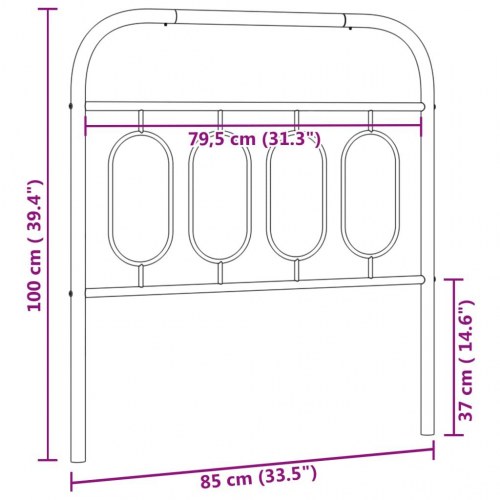 Sengegavl i stål 80 cm - sort